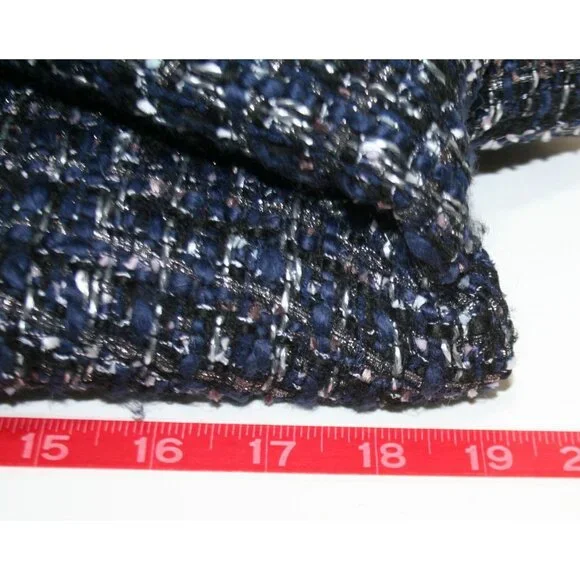 Tory Burch Annabelle Tweed Coat Jacket Blue Black Womens 10 Modern Heritage - Picture 12 of 14